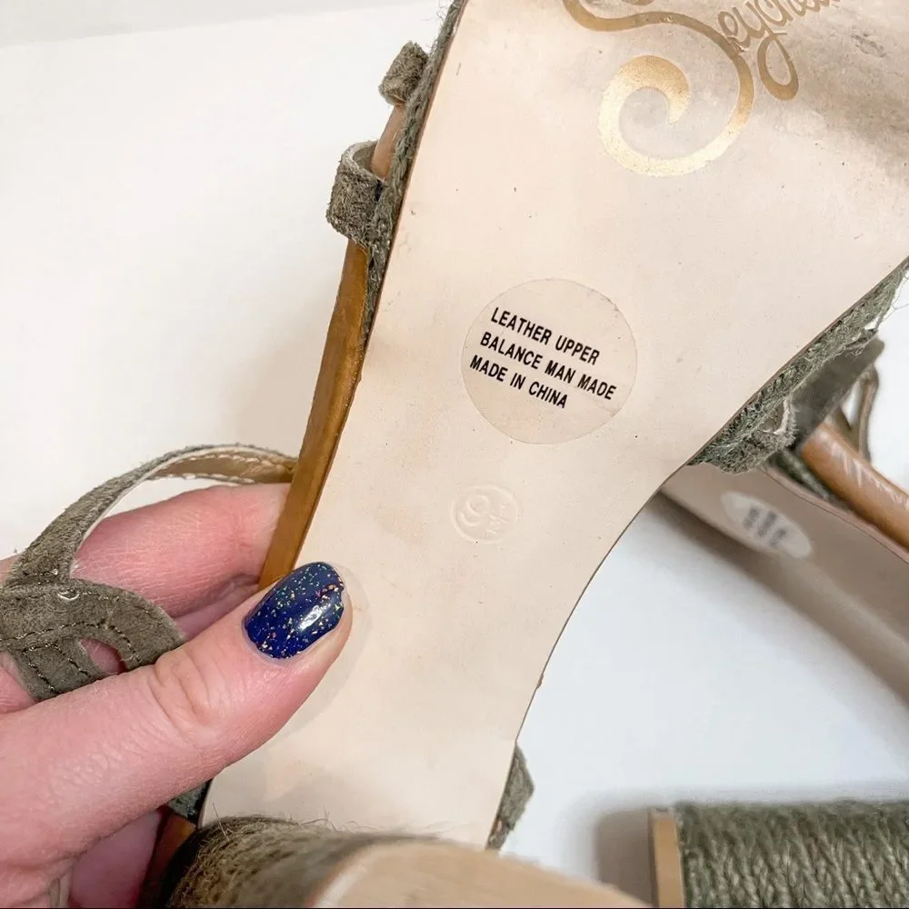 Seychelles Olive Green Strappy Platform Espadrille‎ Sandals Size 9.5